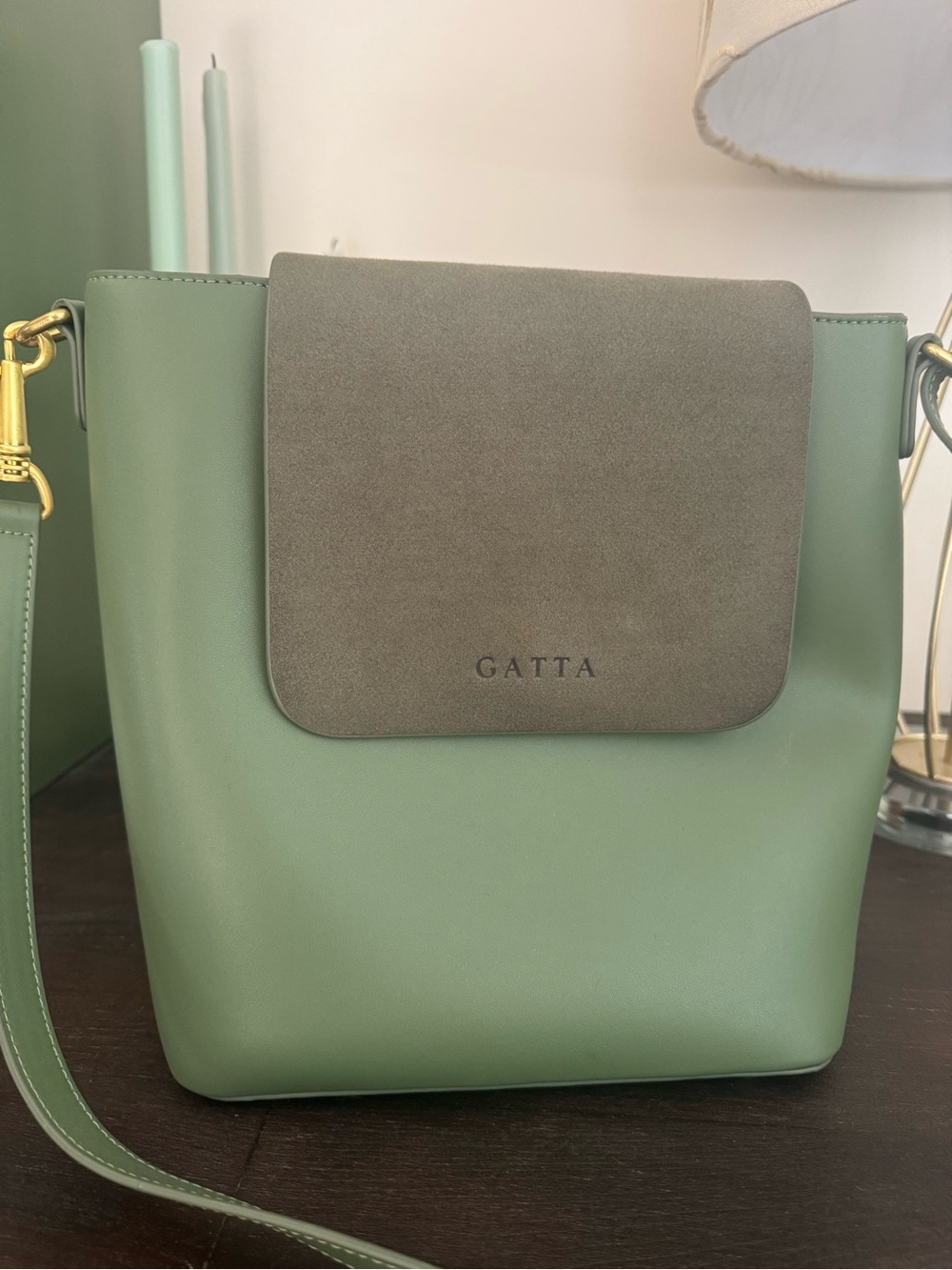 Green Two-Tone Crossbody Bag